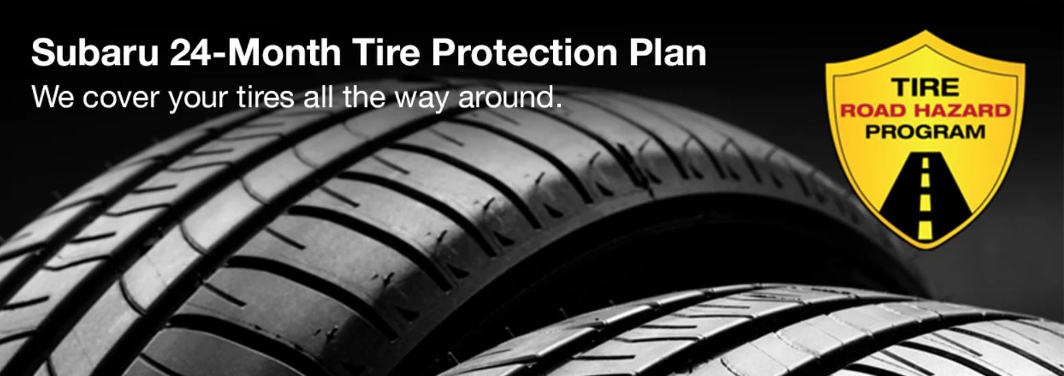 Subaru tire with 24-Month Tire Protection and road hazard program logo. | Wyatt Johnson Subaru in Clarksville TN