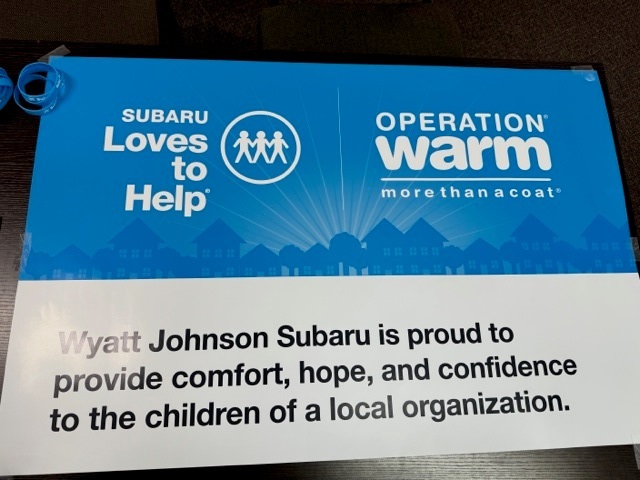 Wyatt Johnson Subaru Dealership near Murfreesboro support Operation Warmth and the local communities.