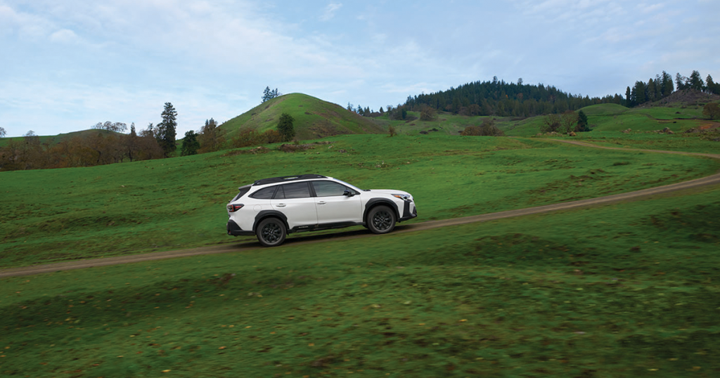 Subaru powering it's way up an incline