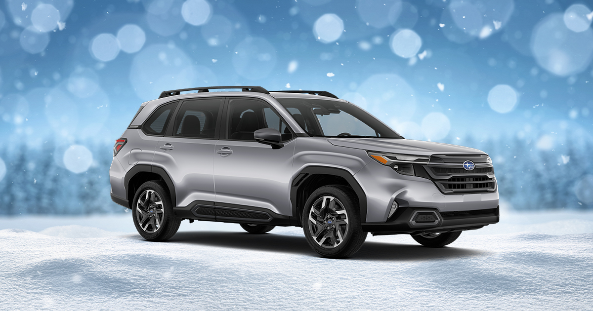 A Subaru Forester on a wintery background