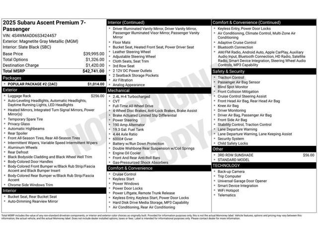 2025 Subaru Ascent Premium