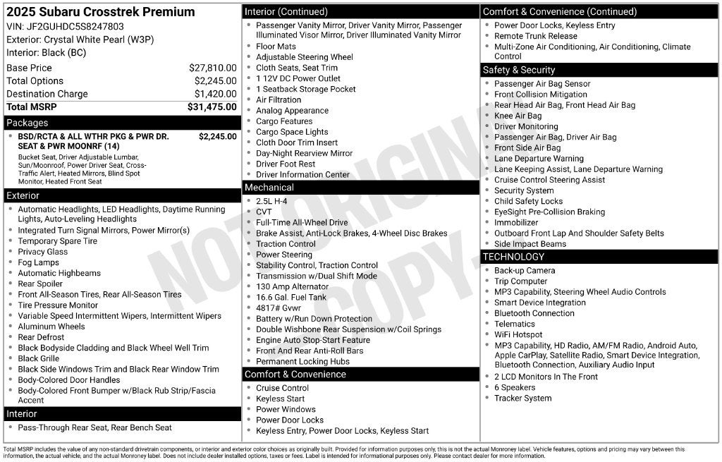 2025 Subaru Crosstrek Premium