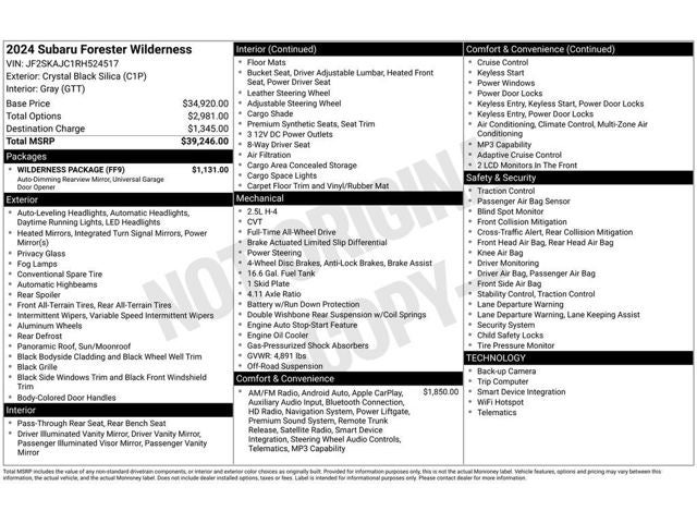 2024 Subaru Forester Wilderness