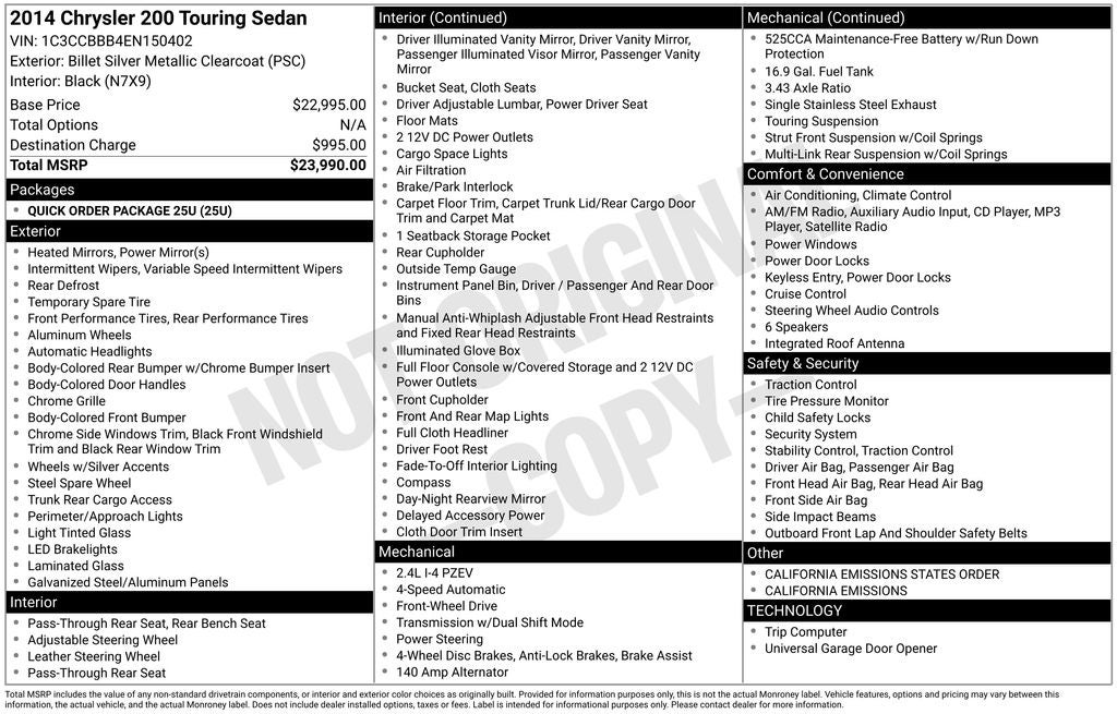 2014 Chrysler 200 Touring