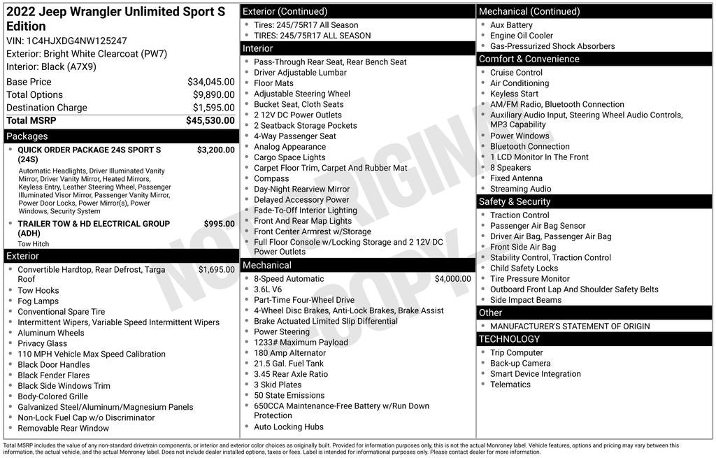 2022 Jeep Wrangler Unlimited Sport S