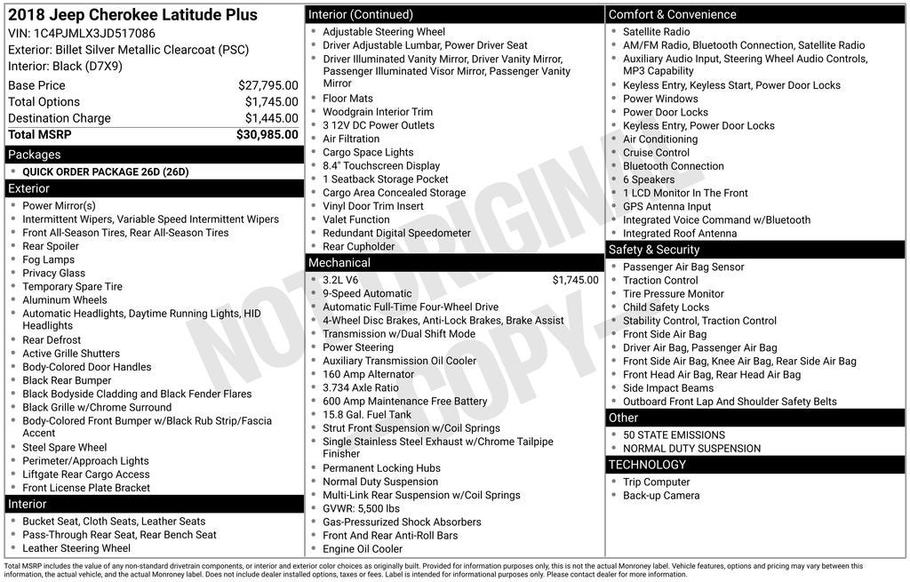 2018 Jeep Cherokee Latitude Plus