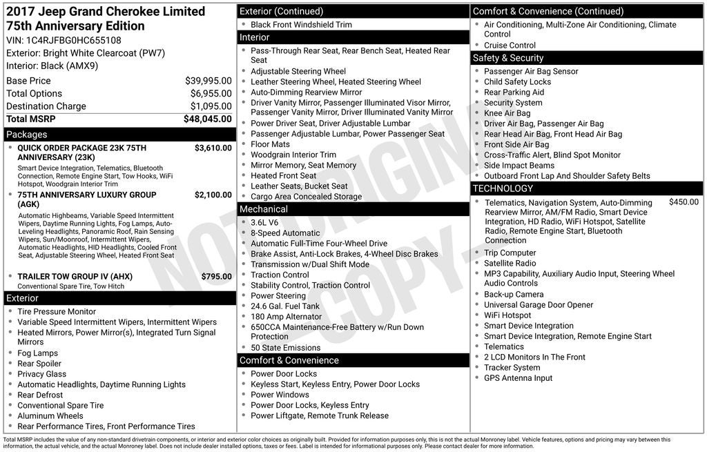 2017 Jeep Grand Cherokee Limited 75th Anniversary Edition