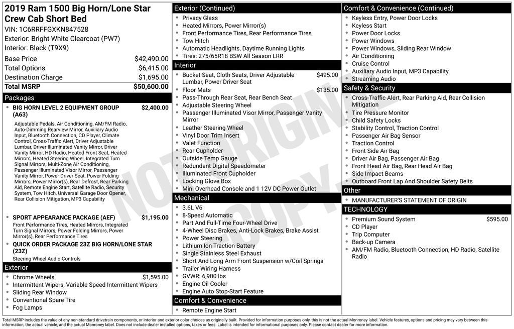 2019 RAM 1500 Big Horn/Lone Star