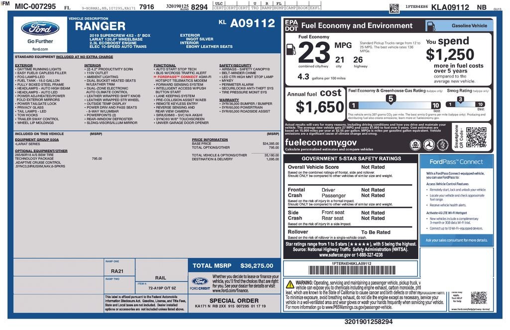 2019 Ford Ranger Lariat
