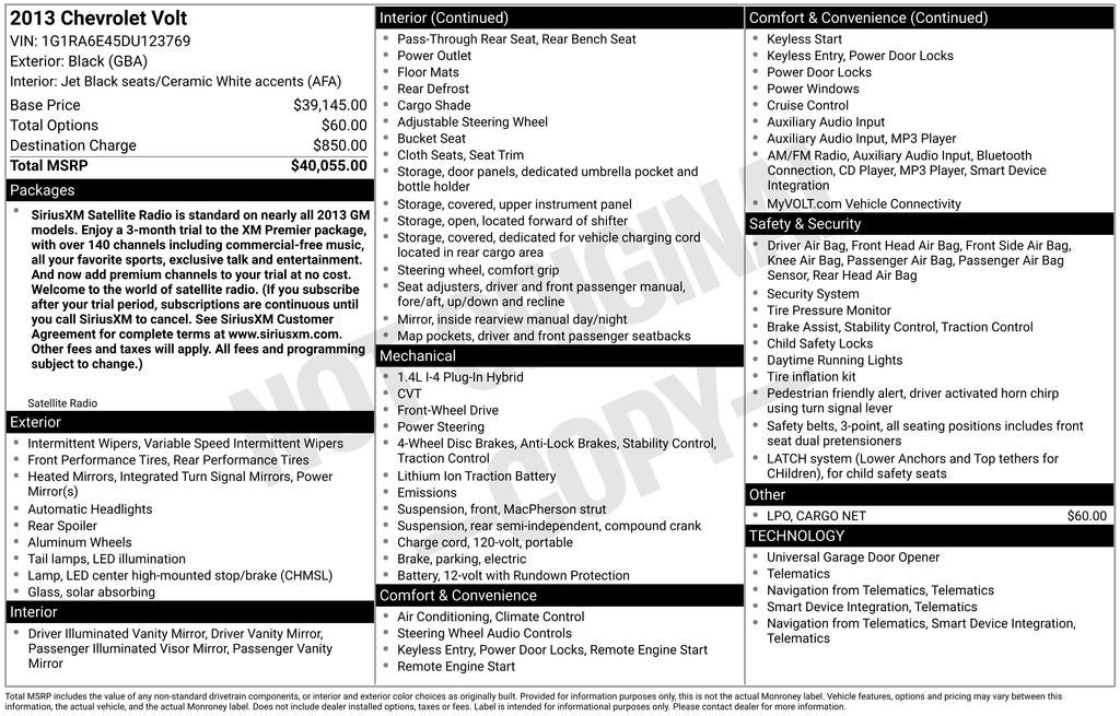 2013 Chevrolet Volt Base