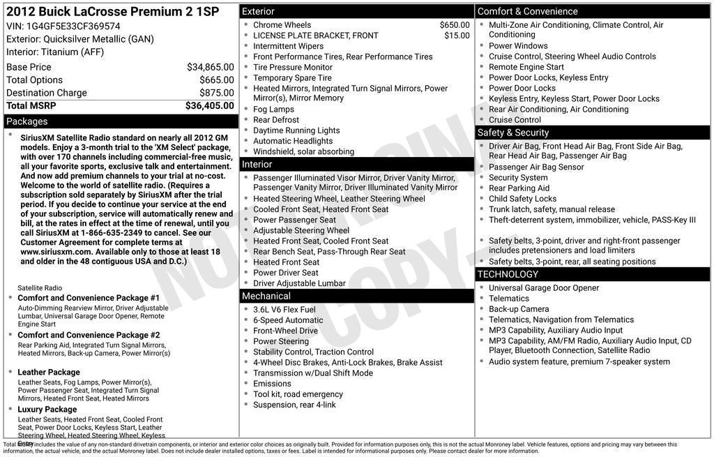 2012 Buick LaCrosse Premium II Group