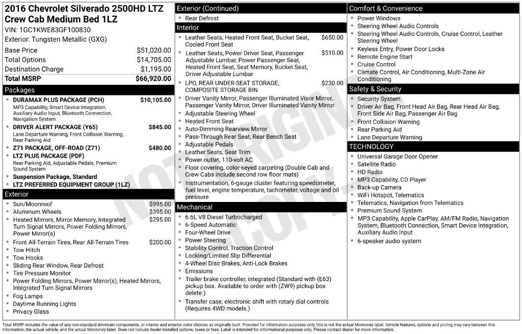2016 Chevrolet Silverado 2500HD LTZ