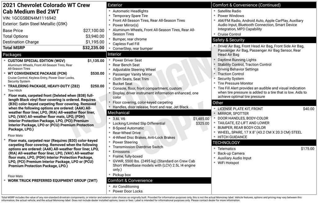 2021 Chevrolet Colorado Work Truck