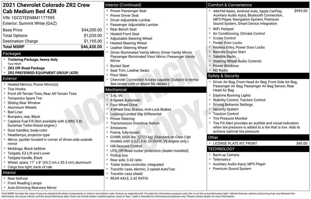 2021 Chevrolet Colorado ZR2