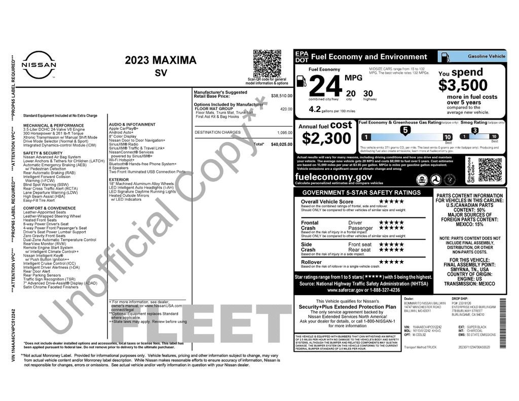 2023 Nissan Maxima SV