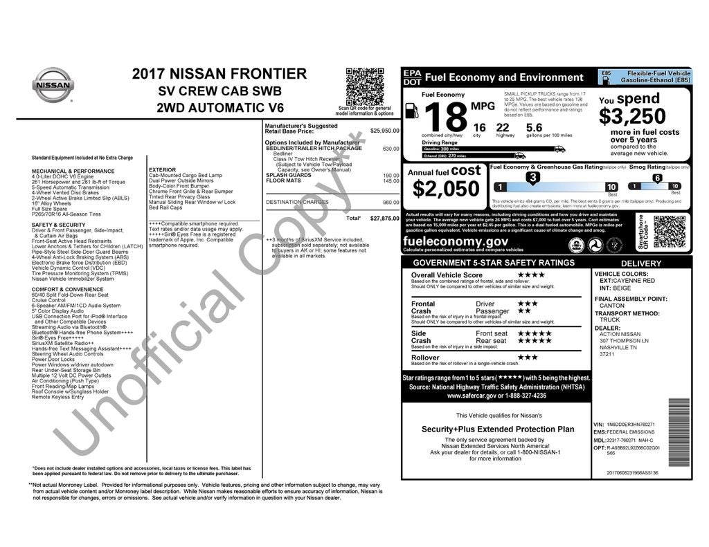 2017 Nissan Frontier SV