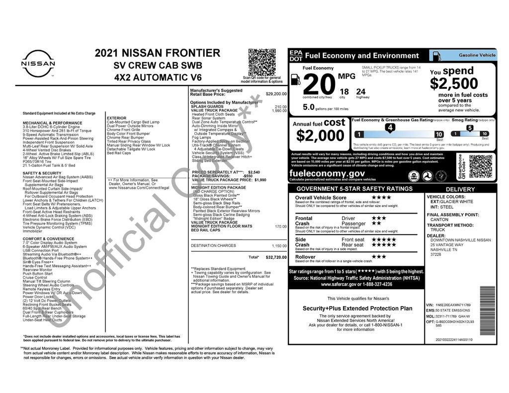 2021 Nissan Frontier SV