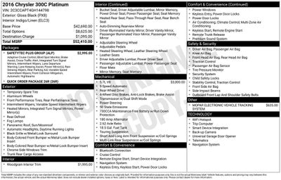 2016 Chrysler 300 C Platinum