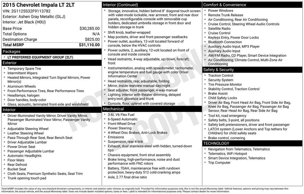 2015 Chevrolet Impala LT 2LT