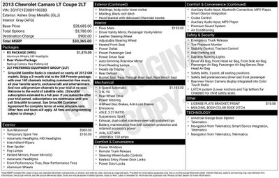 2013 Chevrolet Camaro 2LT 2LT