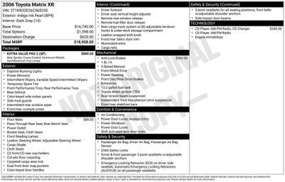 2006 Toyota Matrix Base