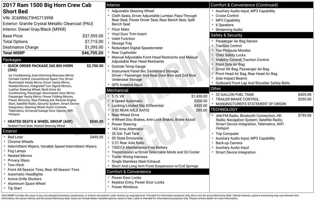 2017 RAM 1500 Big Horn