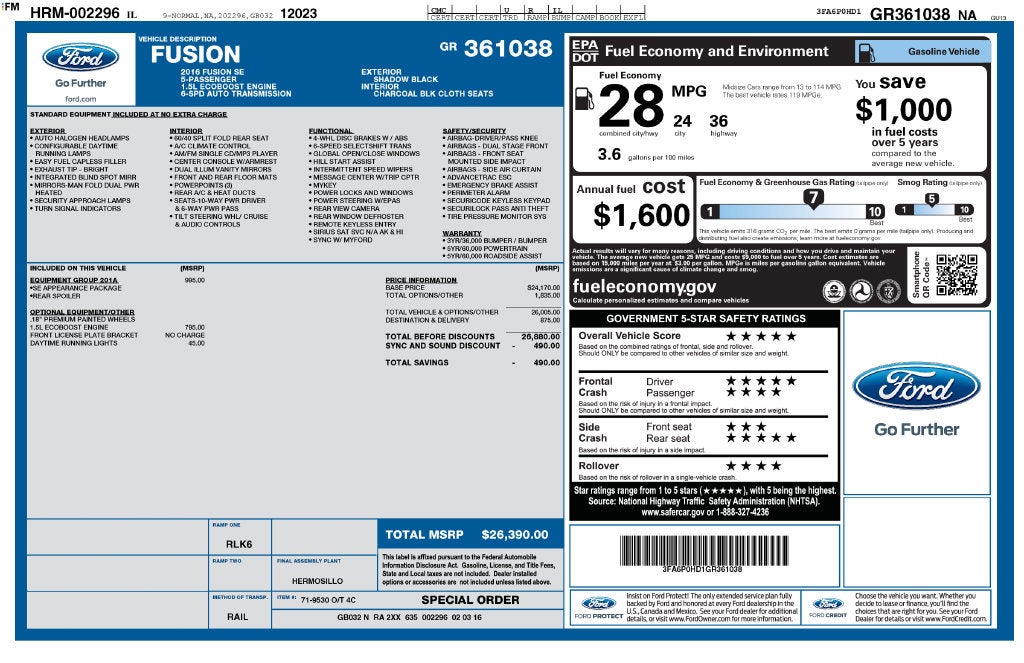 2016 Ford Fusion SE