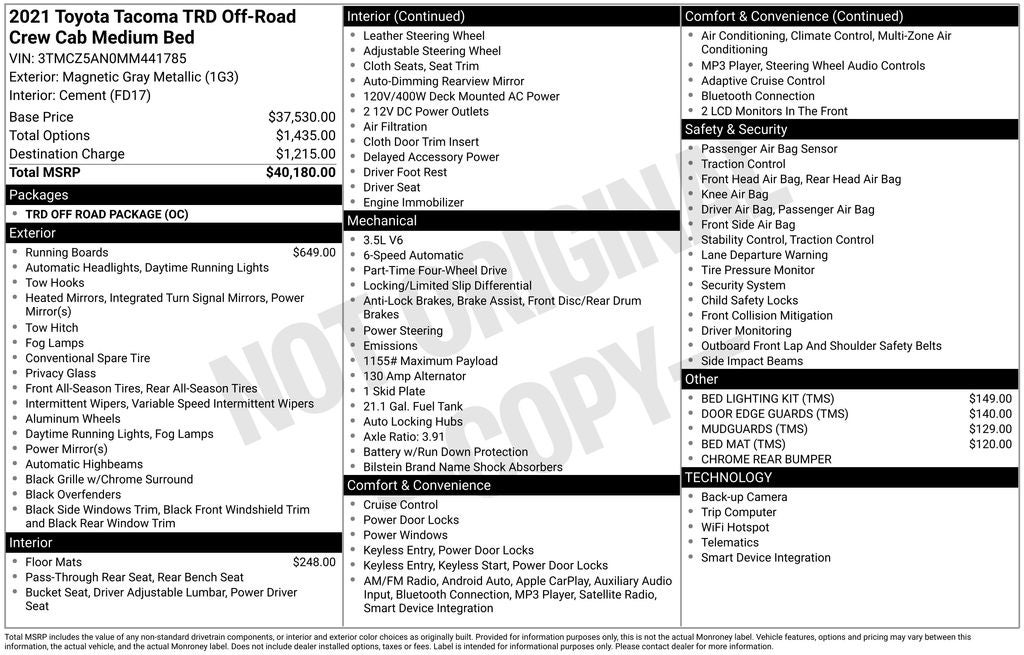 2021 Toyota Tacoma TRD Off-Road V6