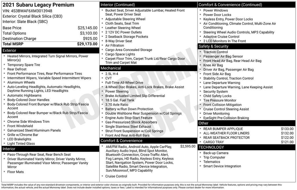 2021 Subaru Legacy Premium