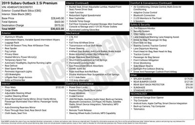 2019 Subaru Outback 2.5i Premium