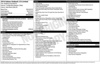 2016 Subaru Outback 2.5i Limited