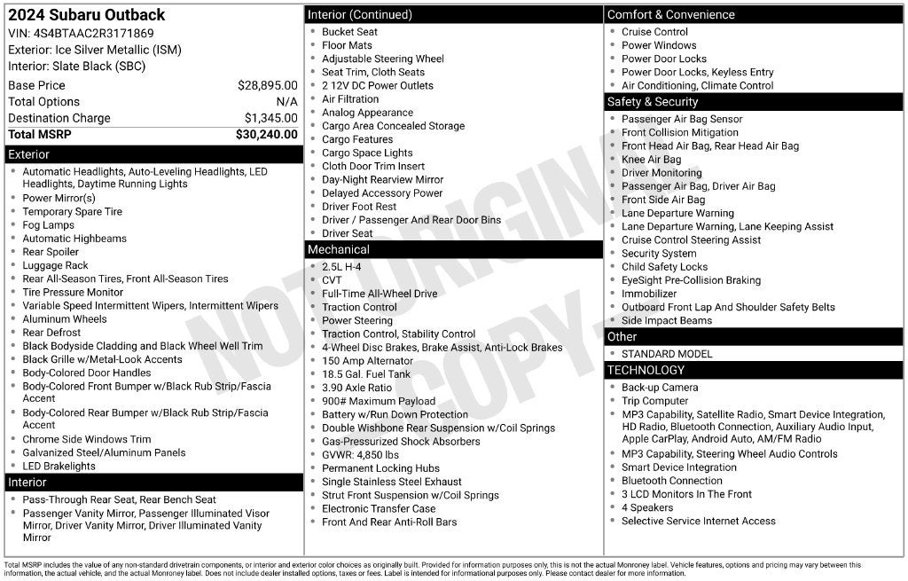 2024 Subaru Outback 2.5i