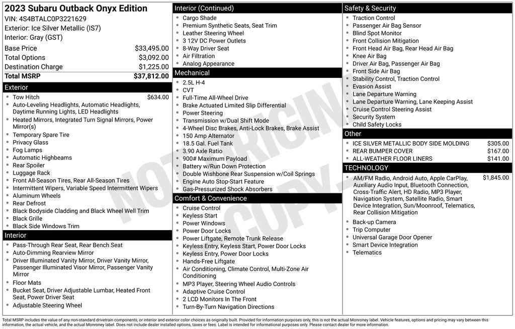 2023 Subaru Outback Onyx Edition