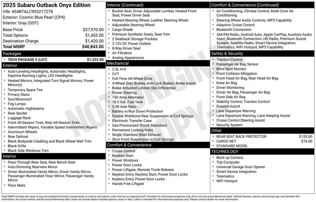 2025 Subaru Outback Onyx Edition