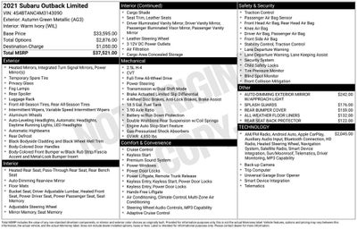 2021 Subaru Outback Limited