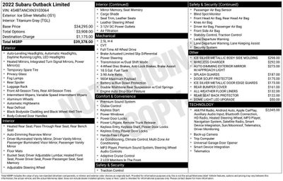 2022 Subaru Outback Limited