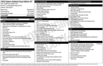 2022 Subaru Outback Onyx Edition XT