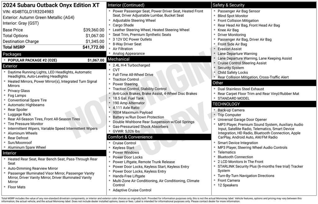 2024 Subaru Outback Onyx Edition XT