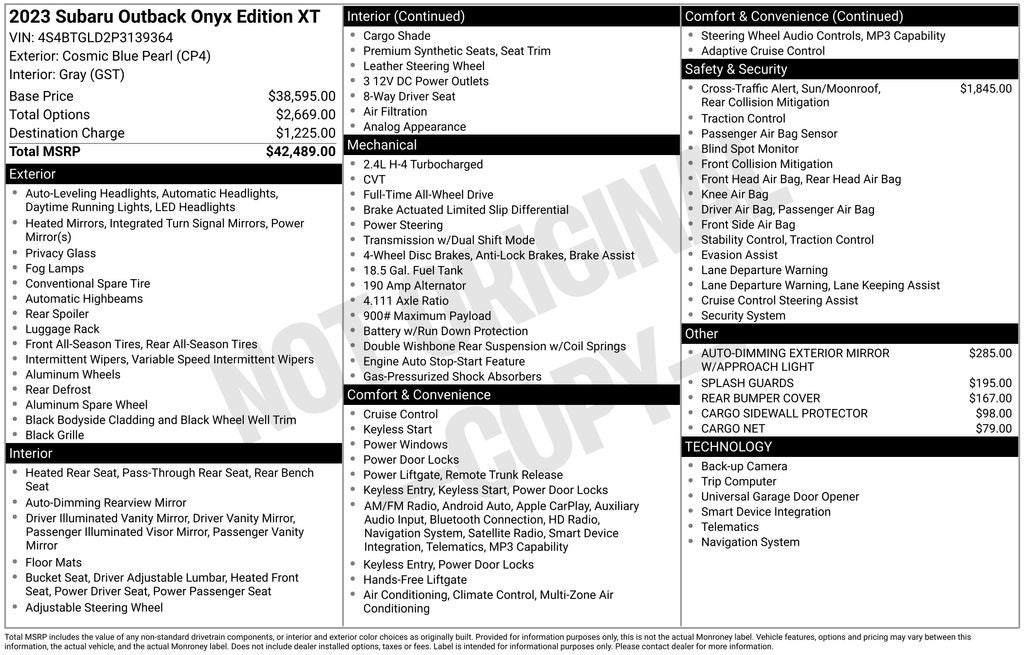 2023 Subaru Outback Onyx Edition XT
