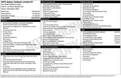 2025 Subaru Outback Limited XT
