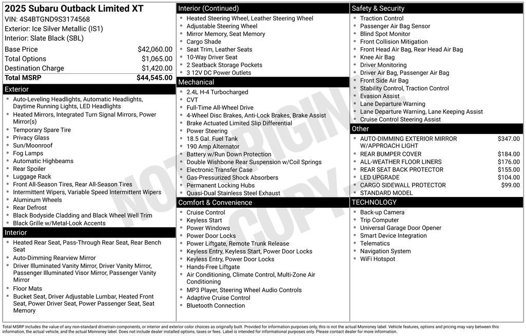 2025 Subaru Outback Limited XT