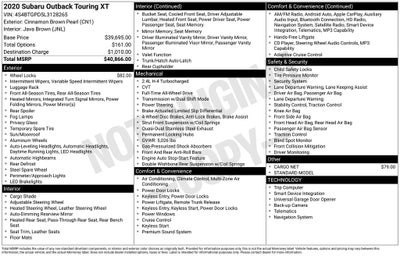 2020 Subaru Outback Touring XT