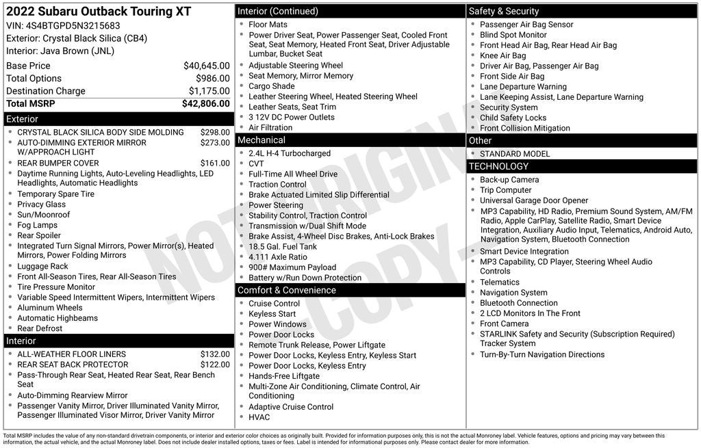 2022 Subaru Outback Touring XT