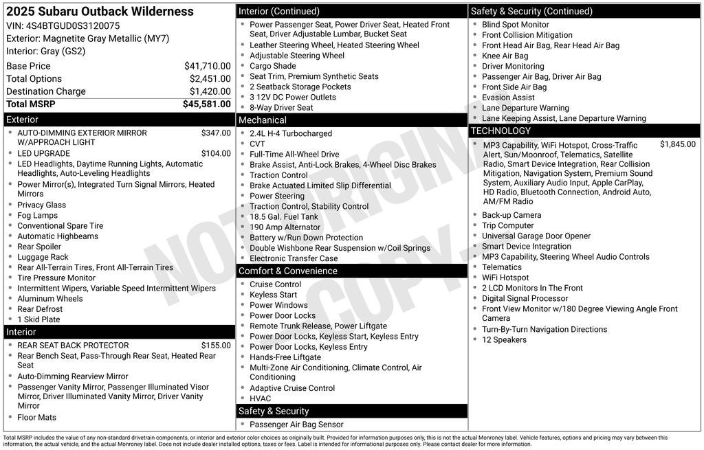 2025 Subaru Outback Wilderness