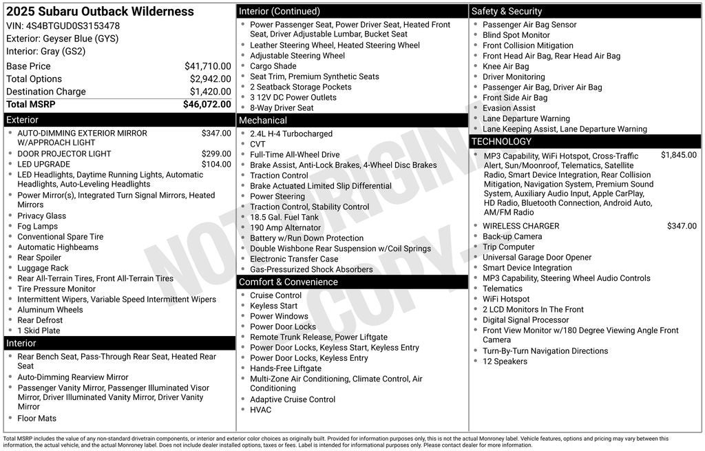 2025 Subaru Outback Wilderness