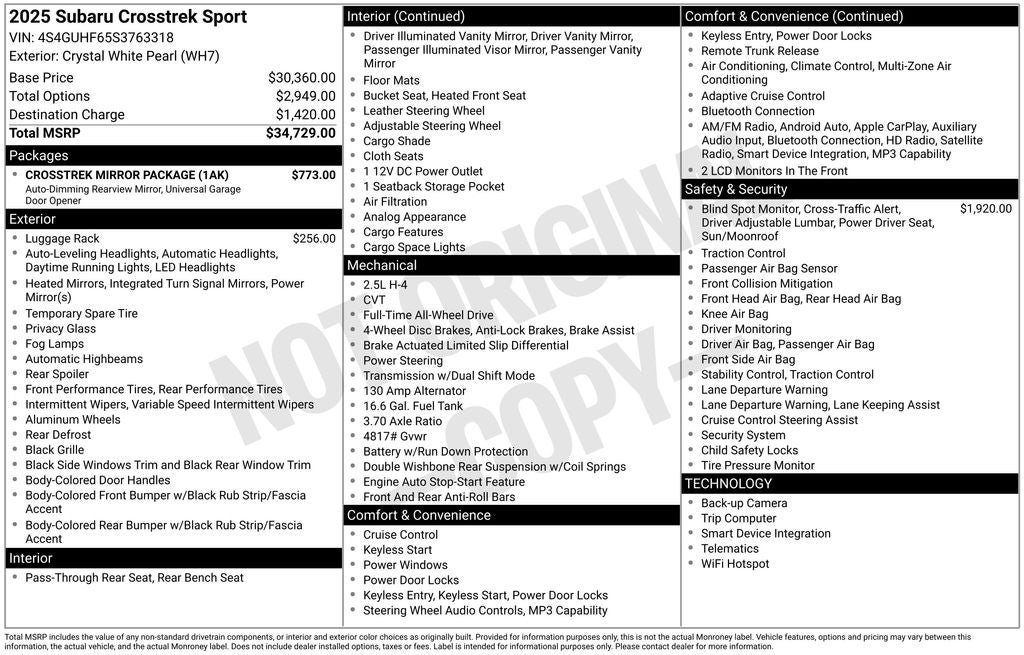 2025 Subaru Crosstrek Sport