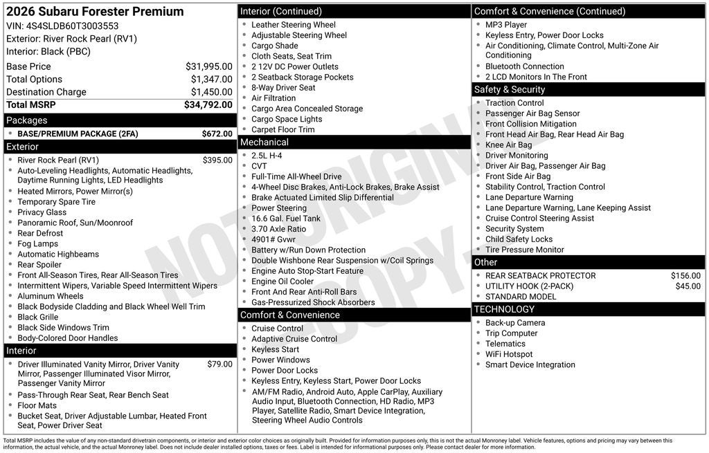 2026 Subaru Forester Premium