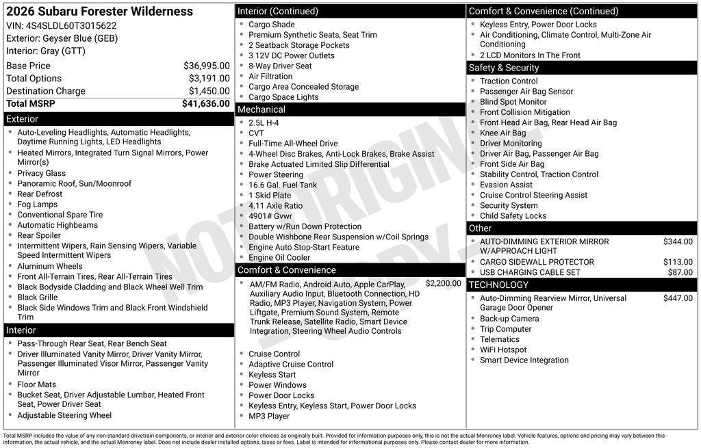 2026 Subaru Forester Wilderness