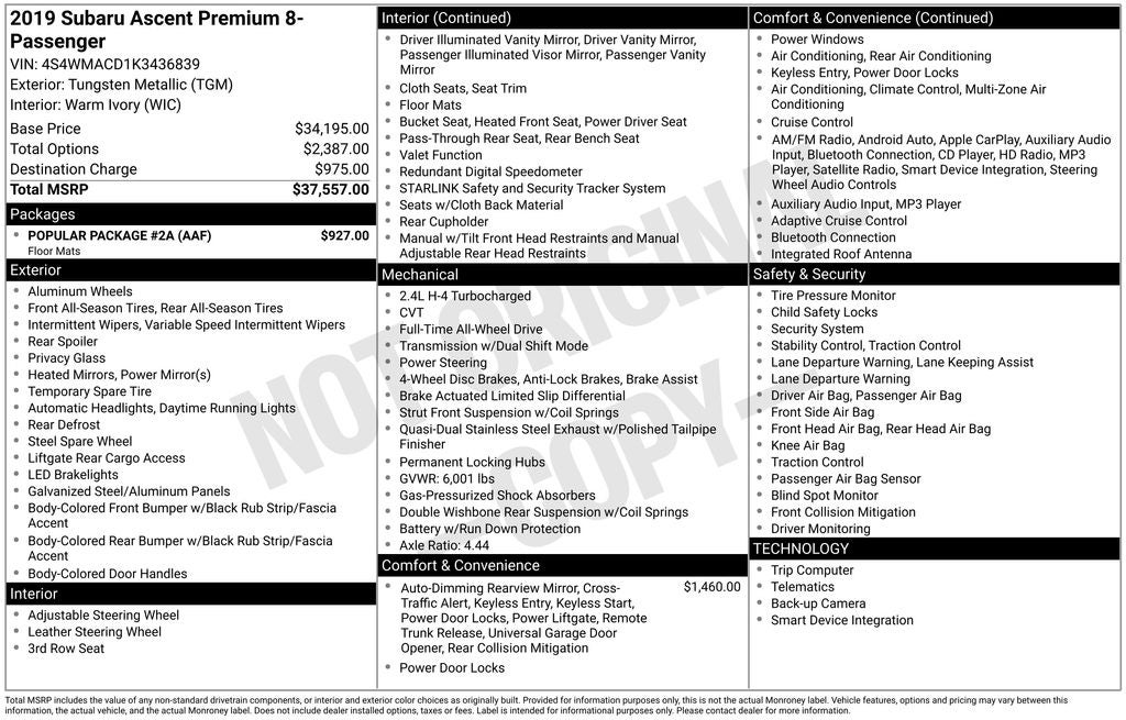 2019 Subaru Ascent Premium
