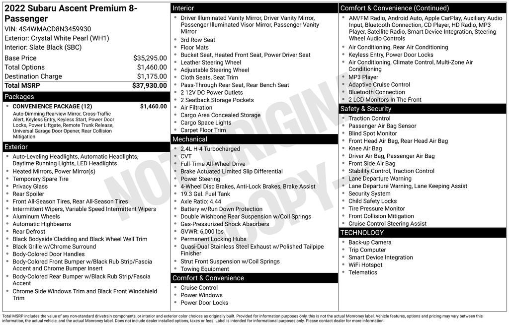 2022 Subaru Ascent Premium